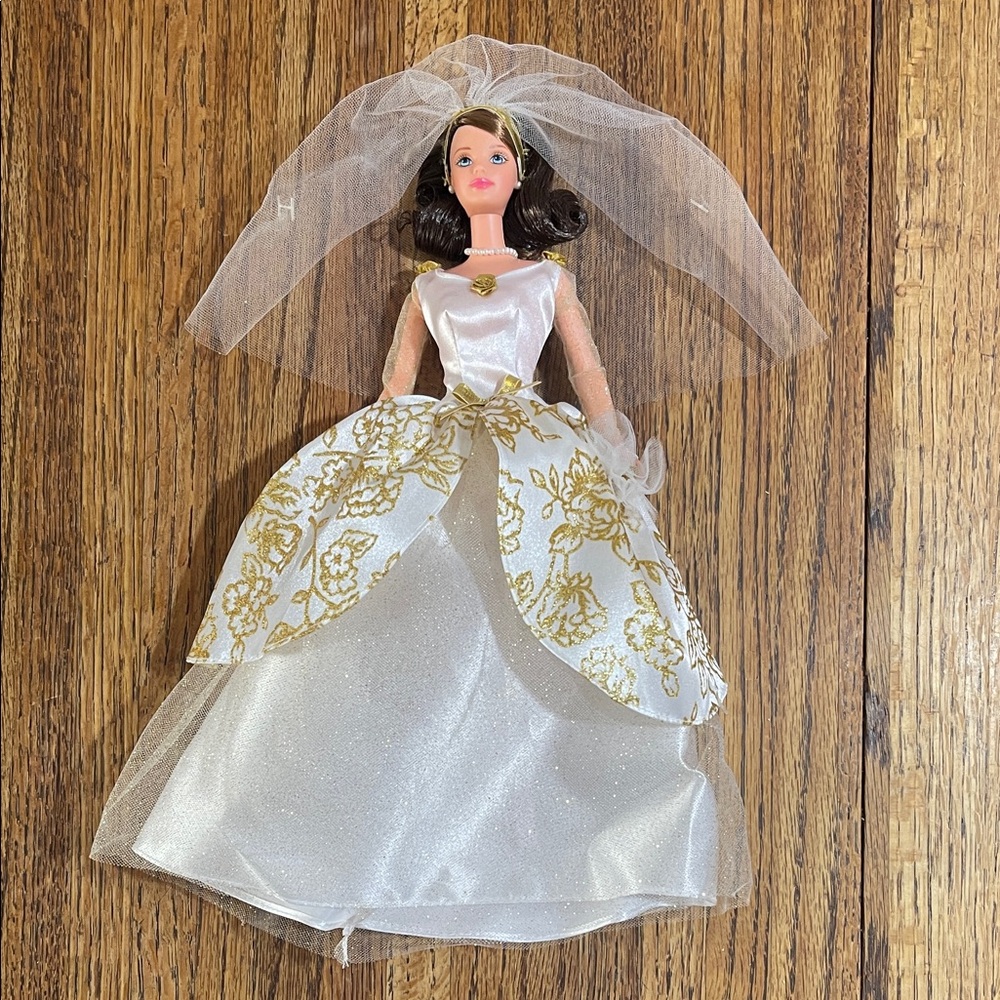 Barbie Bridal Doll with Gold and White Dress